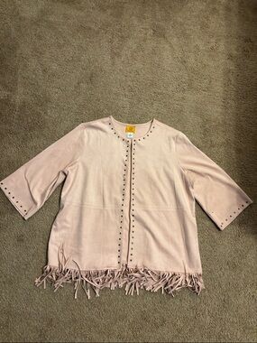 Ruby Rd. Blush Pink Stud-Trim Open Front Jacket